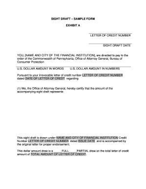 letter of credit sight draft template