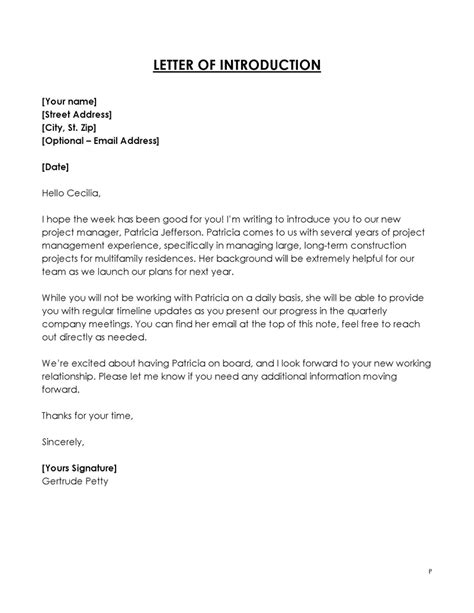 Letter Of Introduction Examples For Jobs