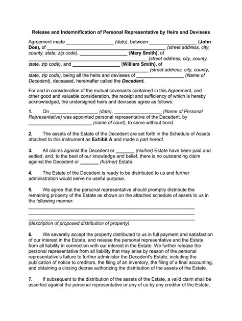letter of personal representative form