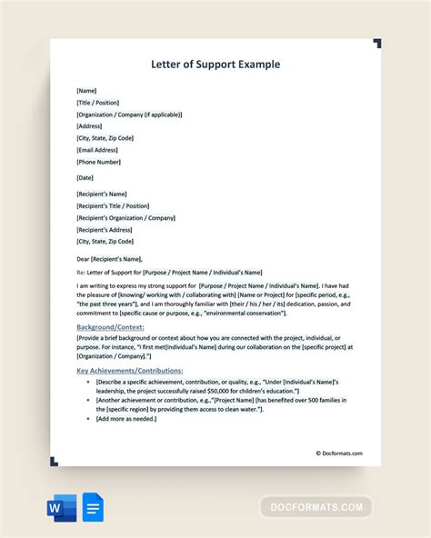 Letter Support Example