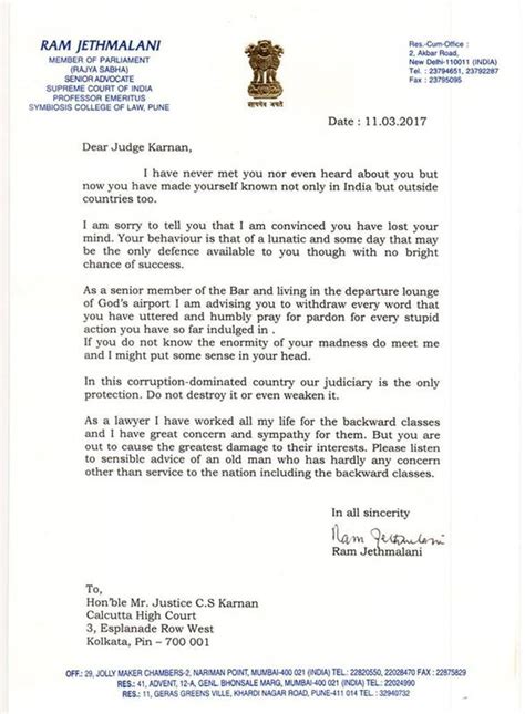 letter to supreme court of india