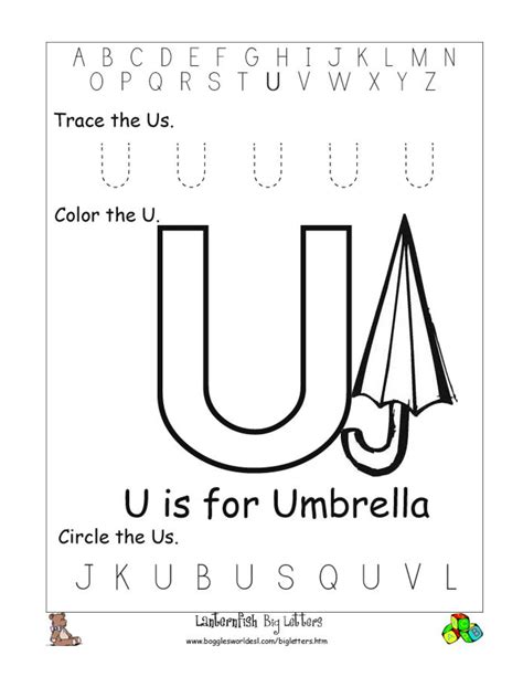 letter u activity sheet for preschool