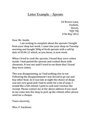 Letter Writing Examples Ks3