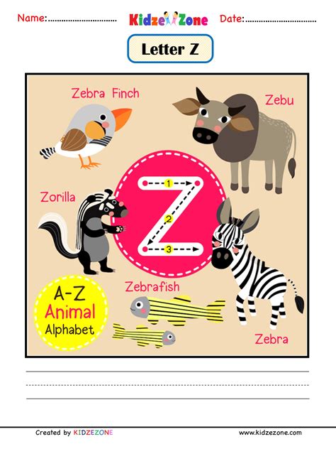 letter z pictures for kindergarten