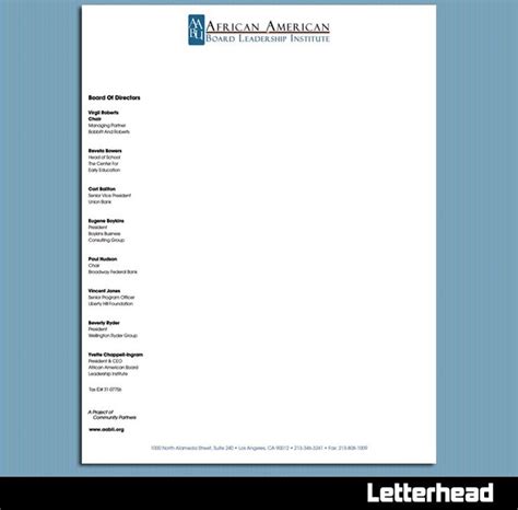 Letterhead with Board of Directors Template