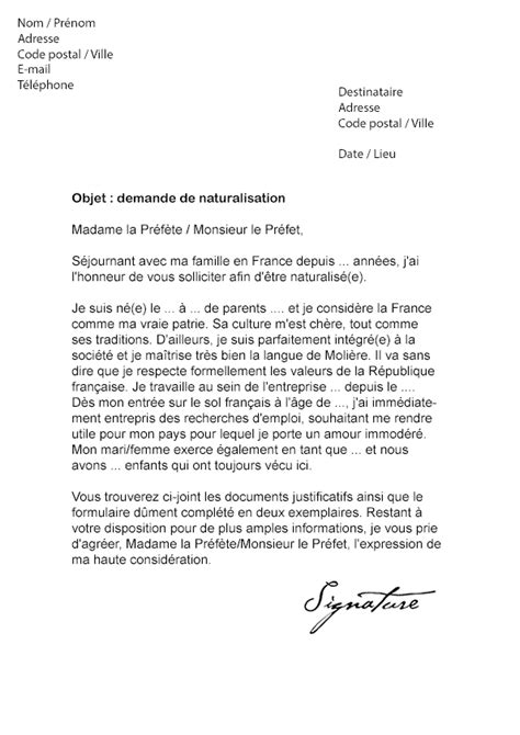 exemple lettre de motivation naturalisation