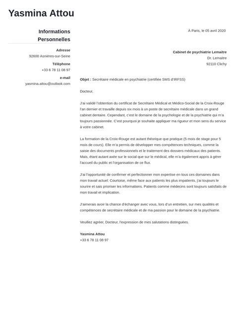Lettre de motivation pour formation secrétaire médicale laboitecv.fr