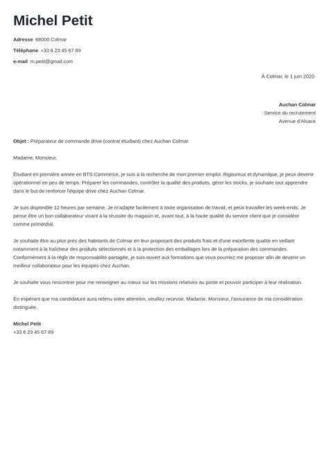 Exemple de lettre de motivation Carrefour [job étudiant et plus]