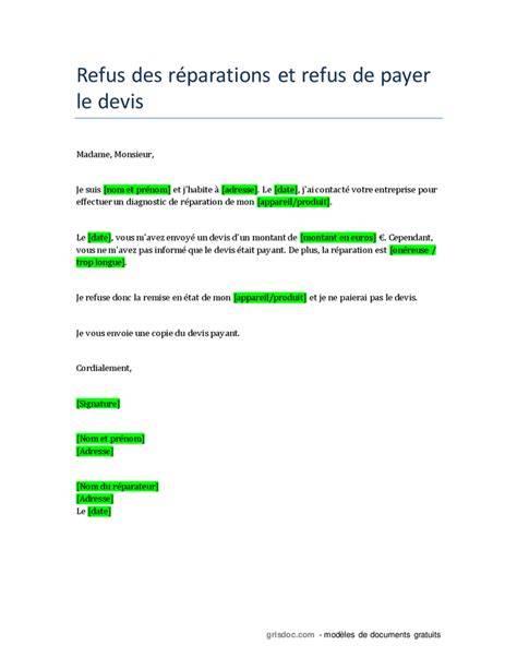Modelé de lettre de refus pour une proposition de communication DOC