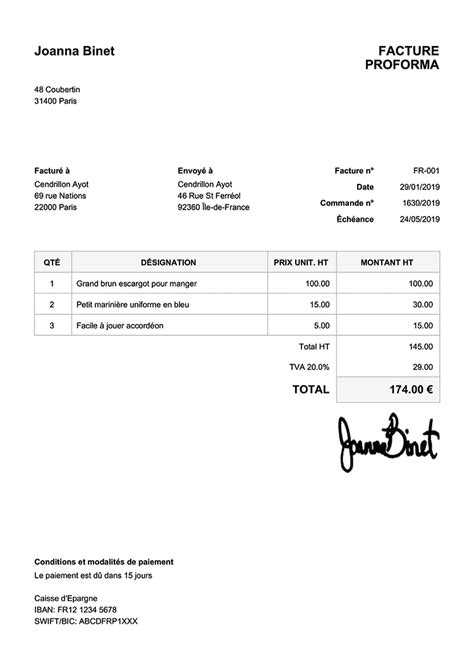 Modele de lettre demande de facture proforma tout