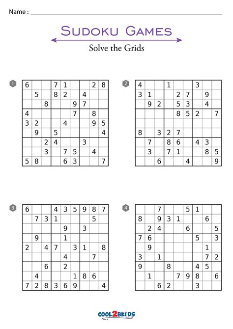 Level 1 Printable Sudoku