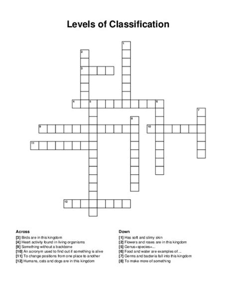 Level Of Classification Below Kingdom Crossword