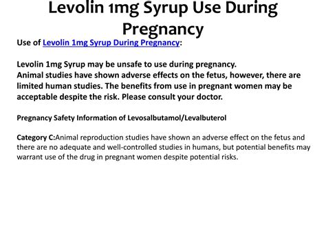 Levolin Syrup During Pregnancy