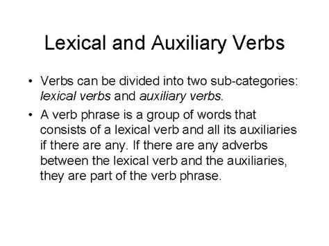 lexical and auxiliary verbs examples with answers