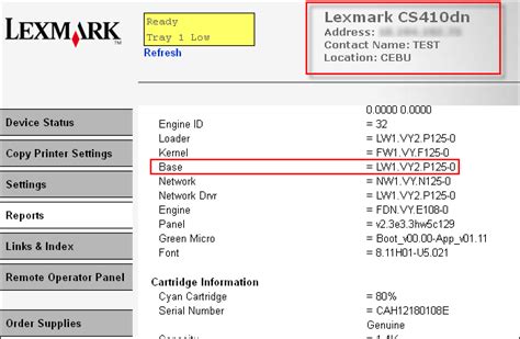 Lexmark Embedded Web Server Serial Number