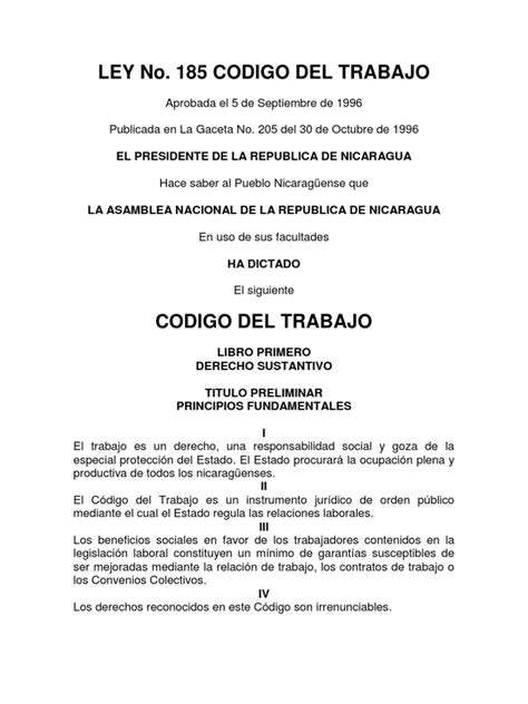 ley del trabajo nicaragua