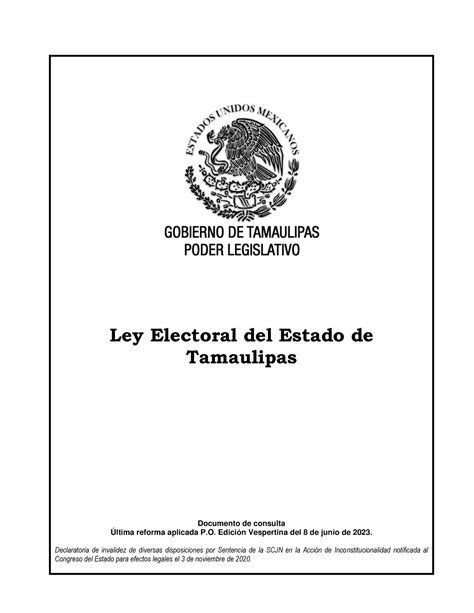 ley electoral del estado de tamaulipas 2023