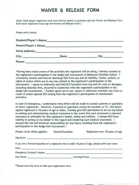 Free Printable Liability Waiver Sample Form (GENERIC)