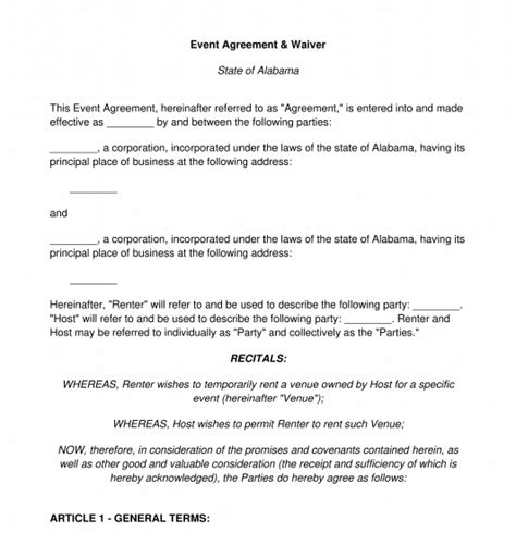 liability waiver event agreement