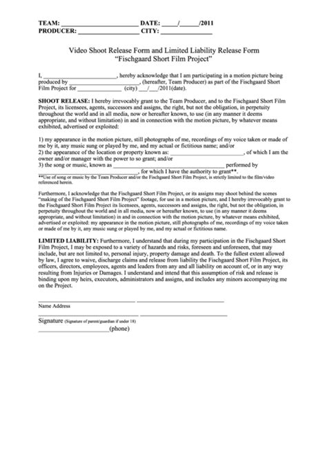 liability waiver for film shoot