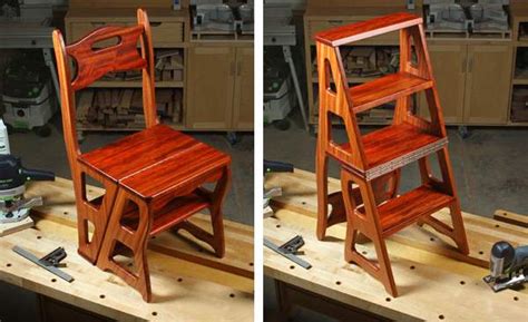GBY Step Stool FourStep Ladder Chair, Conversion Folding Library Step Ladder Kitchen Step Stool