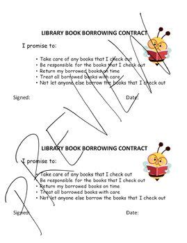 Library Use Contract For Elementary Students Printable