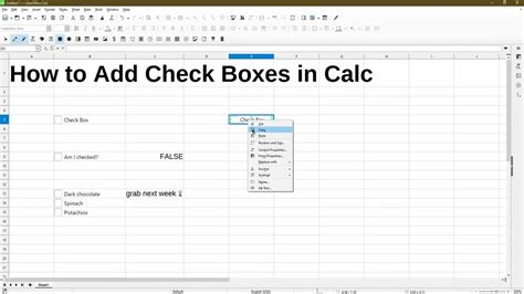 Libreoffice Calc Add Checkbox