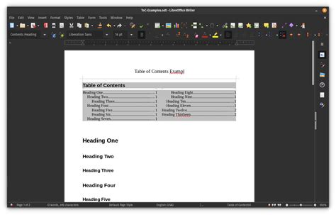 Libreoffice Table Of Contents Sidebar