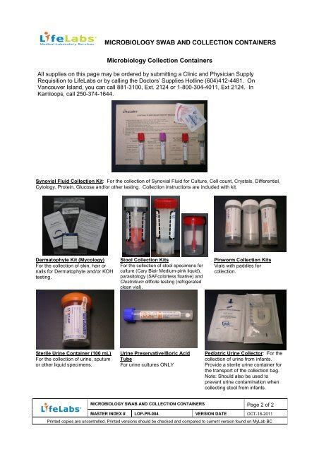 Life Labs Specimen Containers