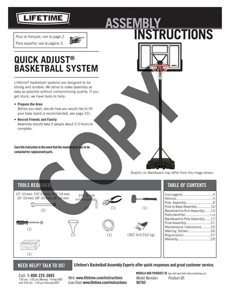 Lifetime Portable Basketball Hoop Manual