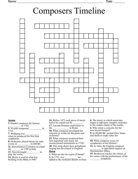 lifework of a composer crossword