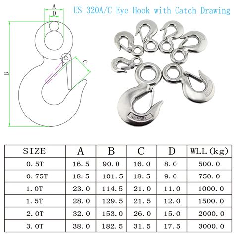 Lifting Hook Size Chart