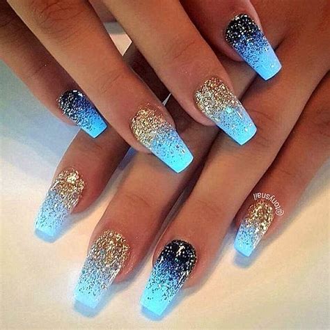 Light to dark blue metallic nails nails, Fancy nails, Blue