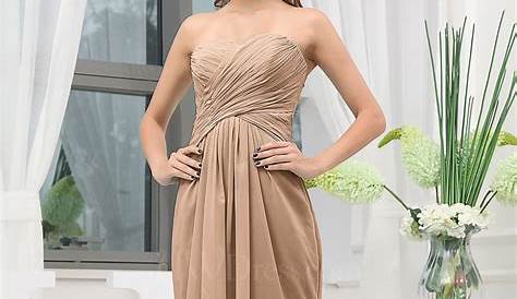 Light Brown Elegant Sleeveless Zipper Chiffon Pleated Prom Dresses