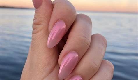 Shiny sheer pink chrome manicure. Great for adding some subtle glam to