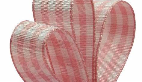 Gingham Pink Polyester Cake Satin Ribbon 25mm x 25m