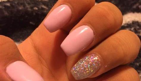 Light Pink Nails With Glitter On Ring Finger Silver s Nail Designs