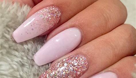 Light pink coffin nails with rose gold glitter inlove Rosa nägel