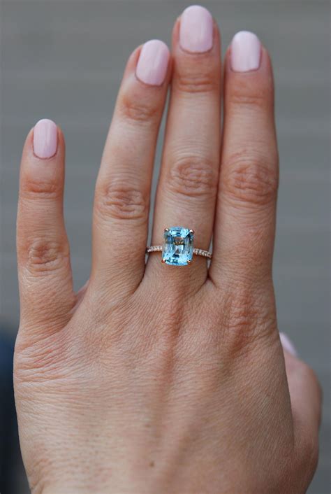 light blue aquamarine engagement rings