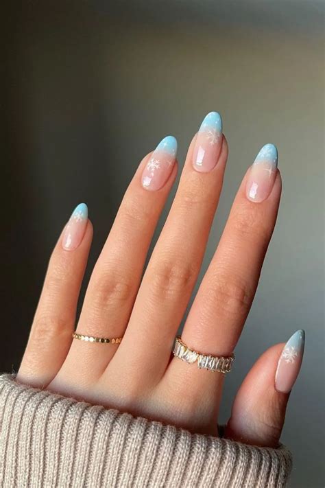 Light Blue French Nails Winter