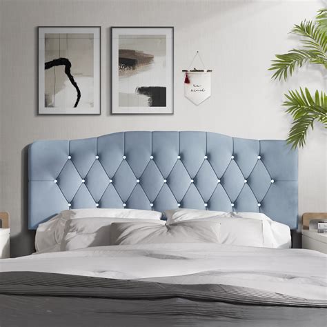 light blue headboard tufted