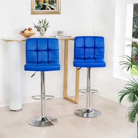 Light Blue Leather Bar Stools