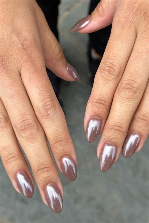 Light Brown Chrome Nails