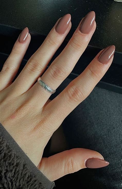 Light Brown Oval Nails