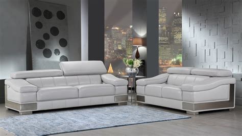 Light Gray Leather Sofa Set