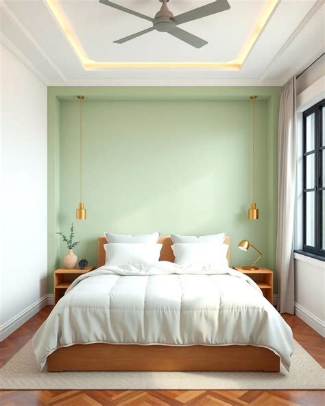 Light Green Feature Wall Bedroom