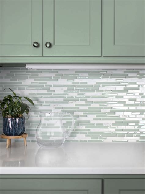 light green tile backsplash
