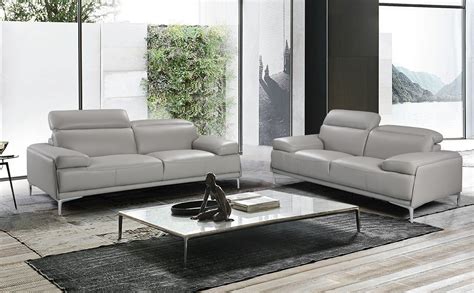 Light Grey Leather Sofa Set