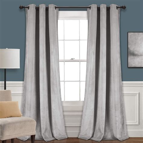 light grey velvet curtain panels