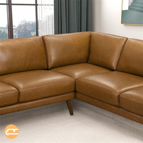 Light Tan Leather Sectional Sofa